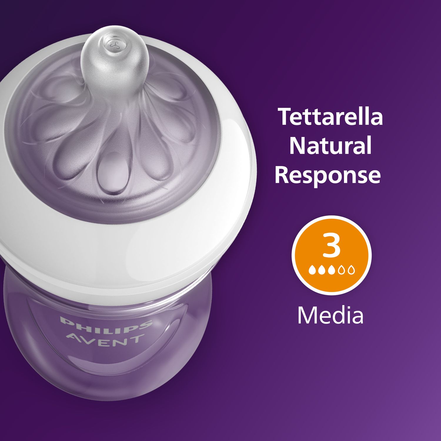 Biberon natural response  tettarella a flusso medio 260ml 3-6 mesi - philips avent - Avent
