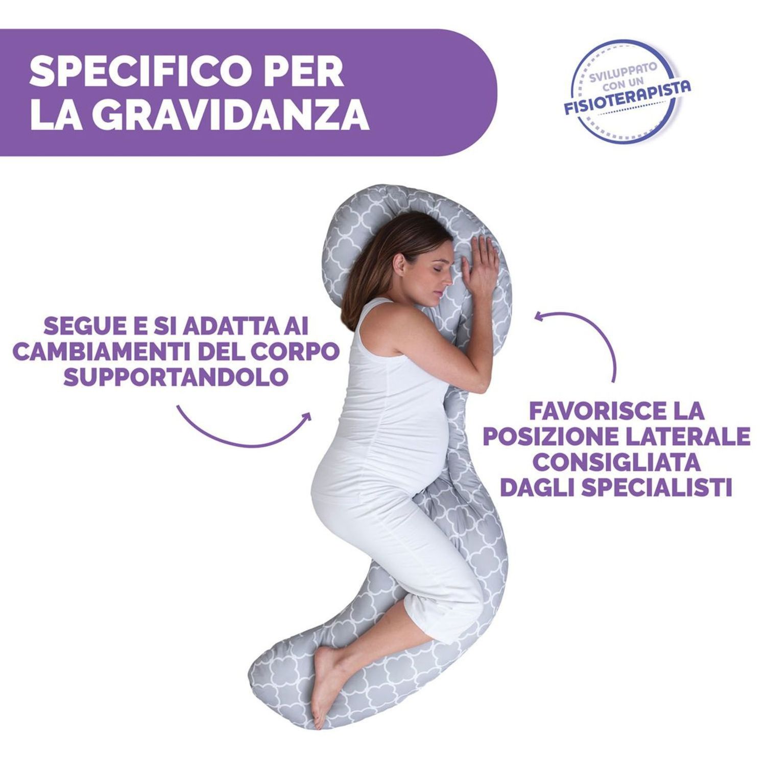 Cuscino gravidanza modulabile custom fit total body pillow criss cross grey - boppy - Boppy