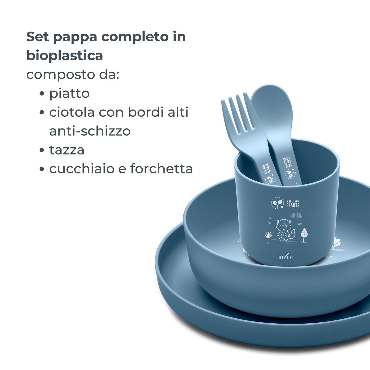 Set pappa in bioplastica - 8465 / sage green - nuvita - Nuvita