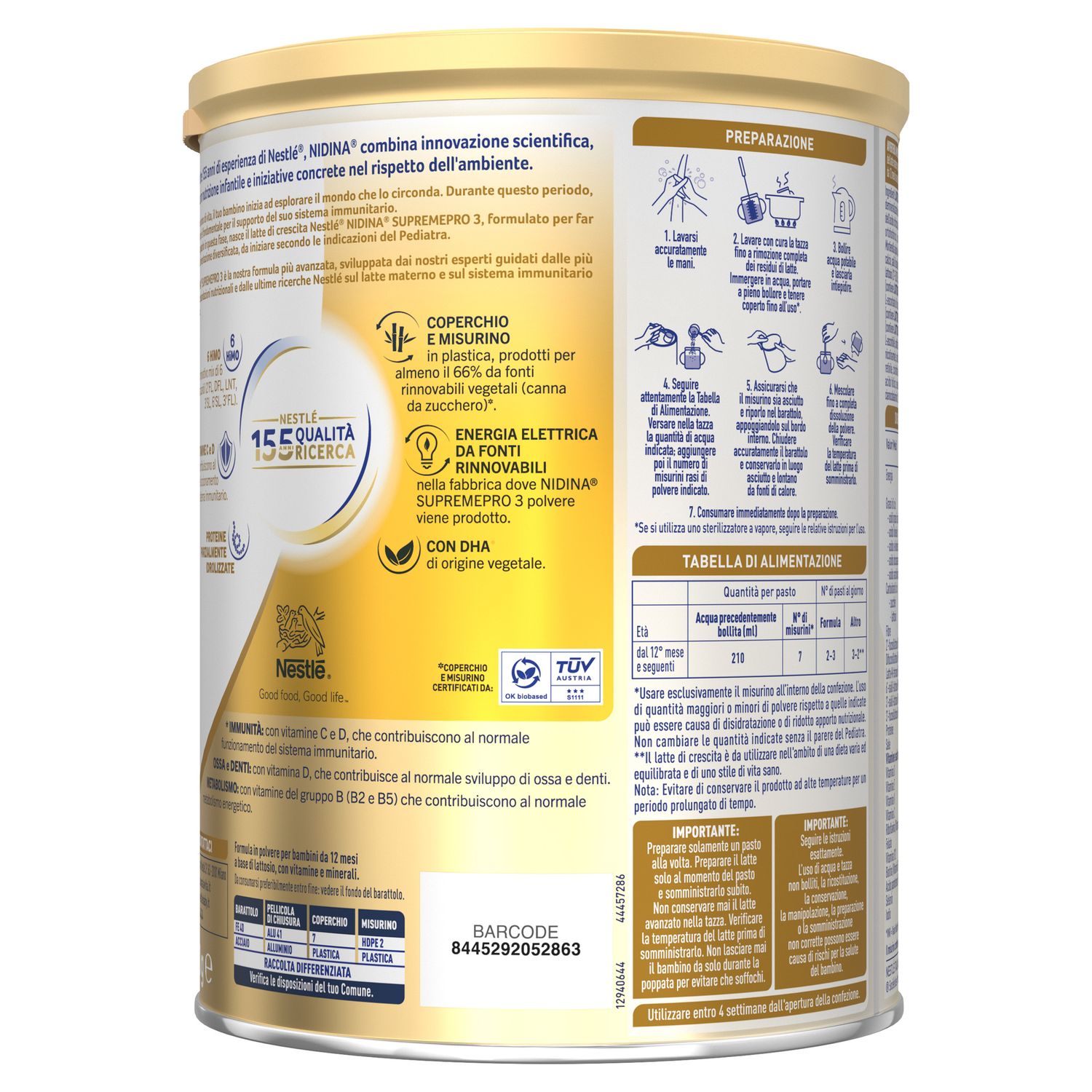 Nidina supremepro 3 latte di crescita polvere da 12 mesi, latta 800g - nestle' - Nestle'