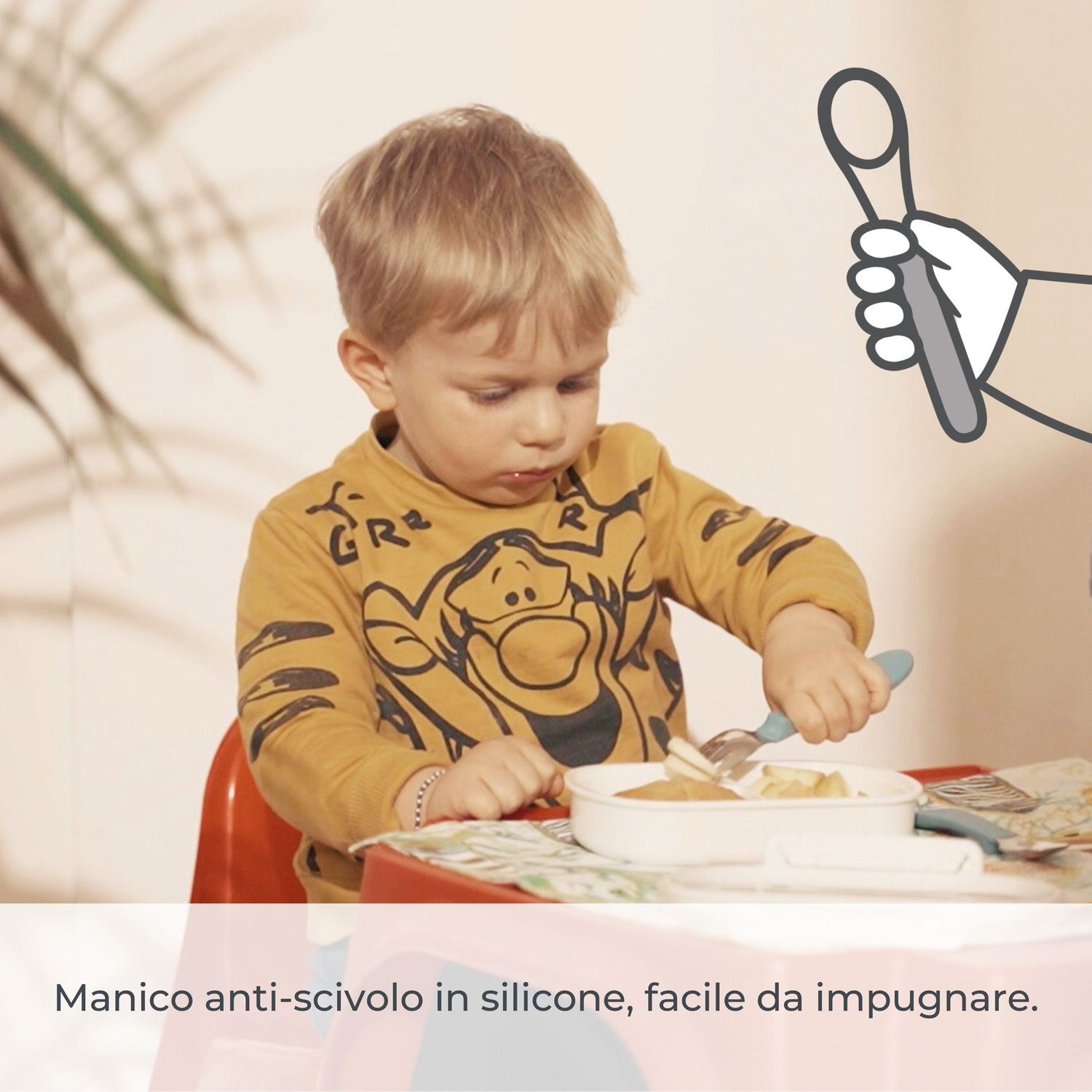 Set posate in acciaio con impugnatura in silicone - 8472 / english rose - nuvita - Nuvita