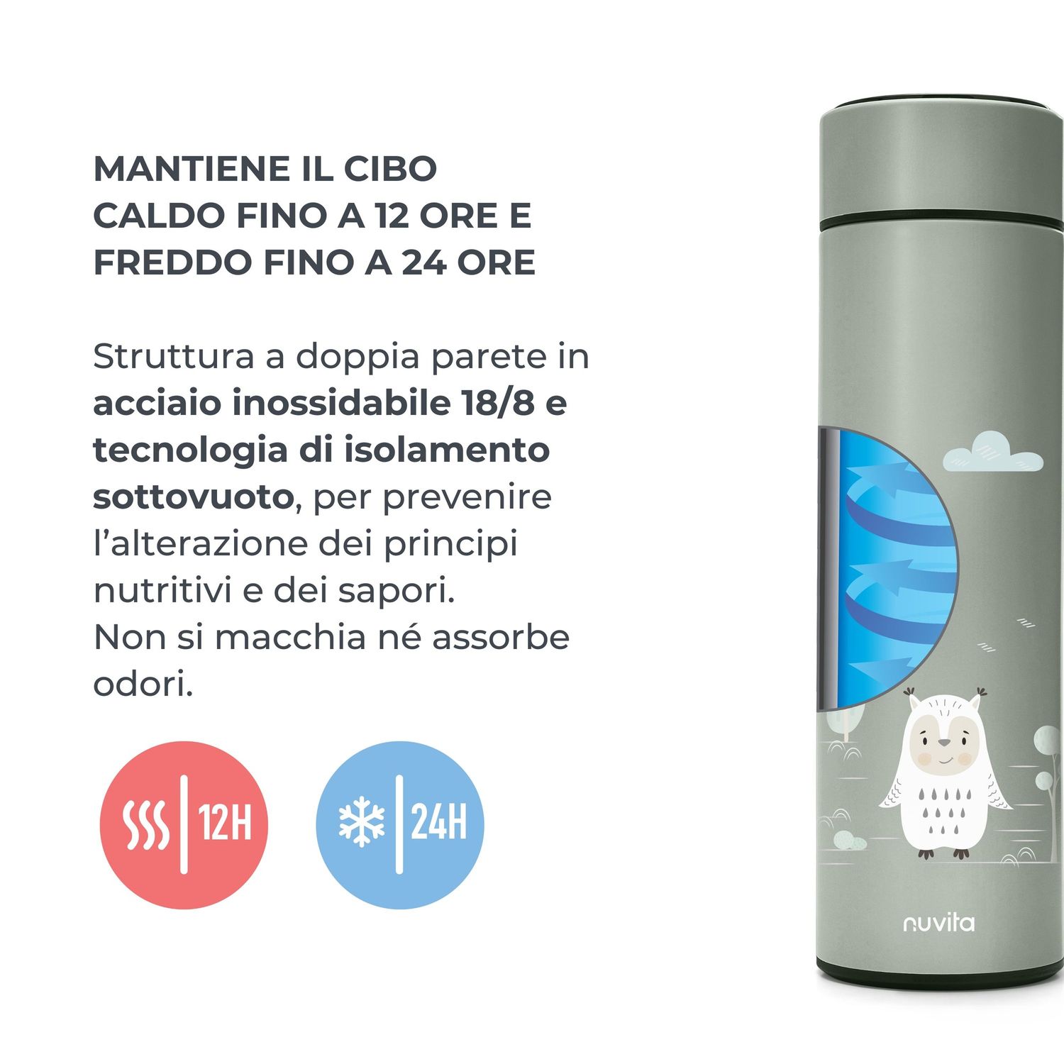 Borraccia termica da 500ml con termometro led - 4455 / english rose - nuvita - Nuvita
