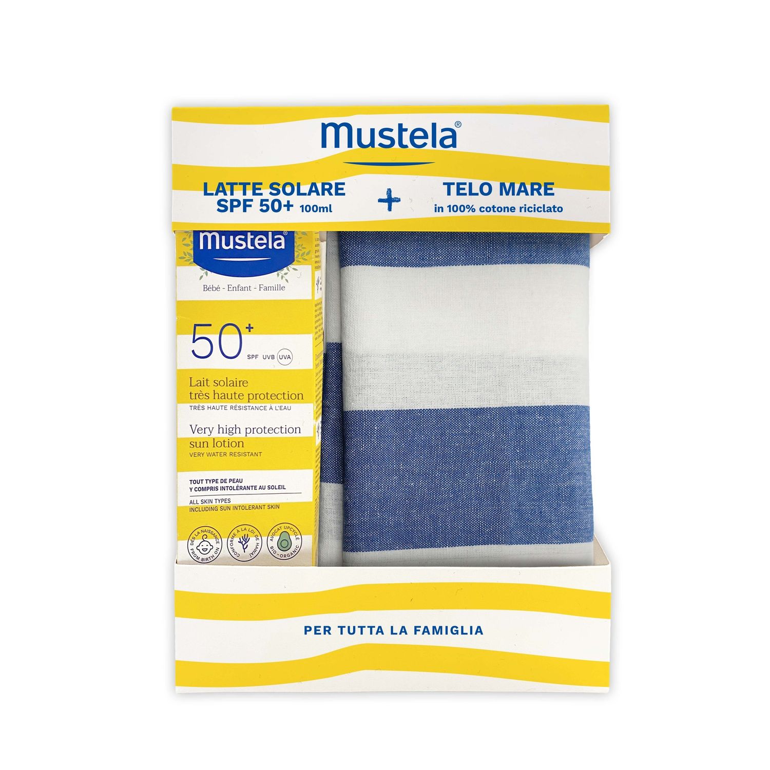 Cofanetto telo mare + latte solare 100ml - mustela - Mustela