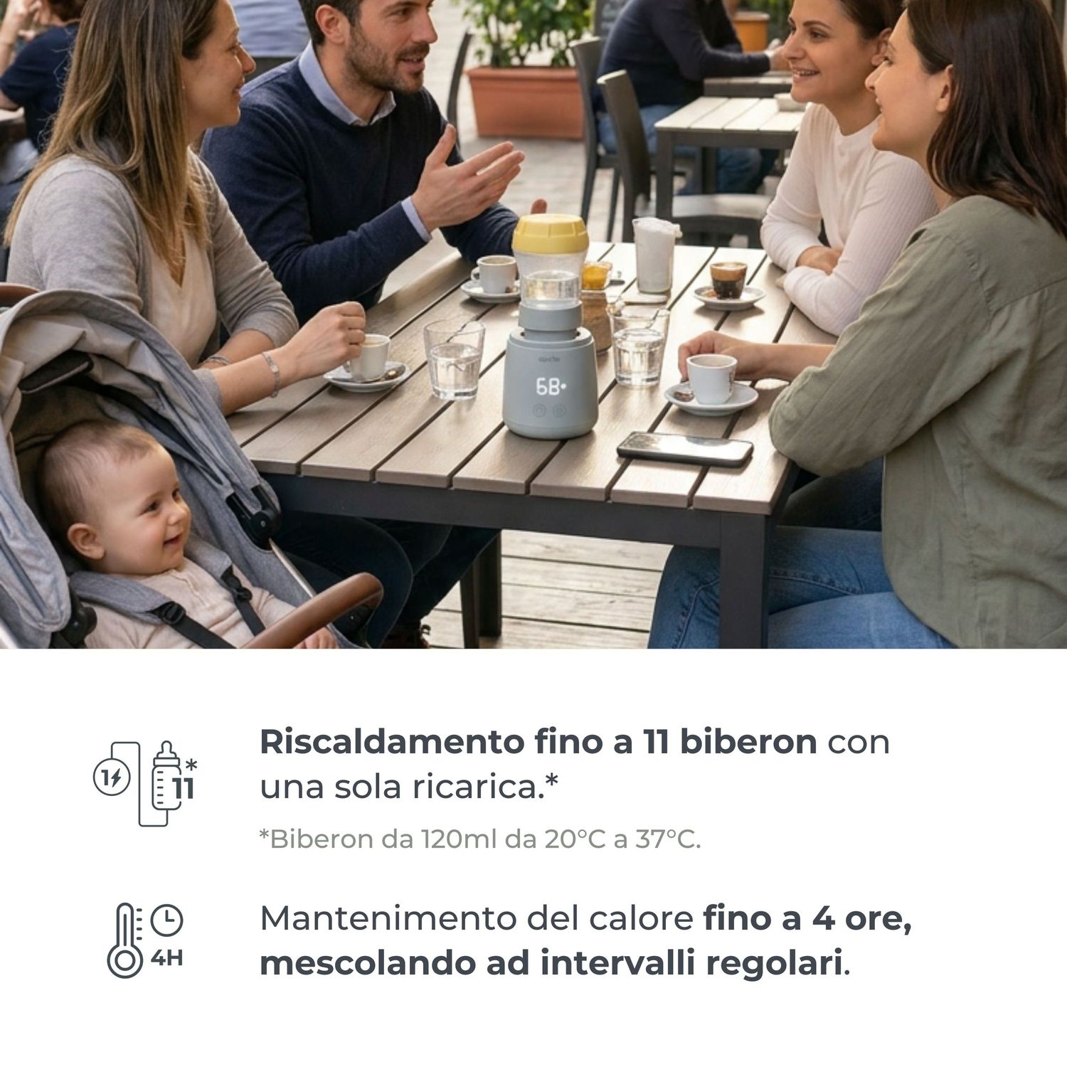 Scaldabiberon portatile mix70 universale con funzione di mescolamento - 1164 - nuvita - Nuvita