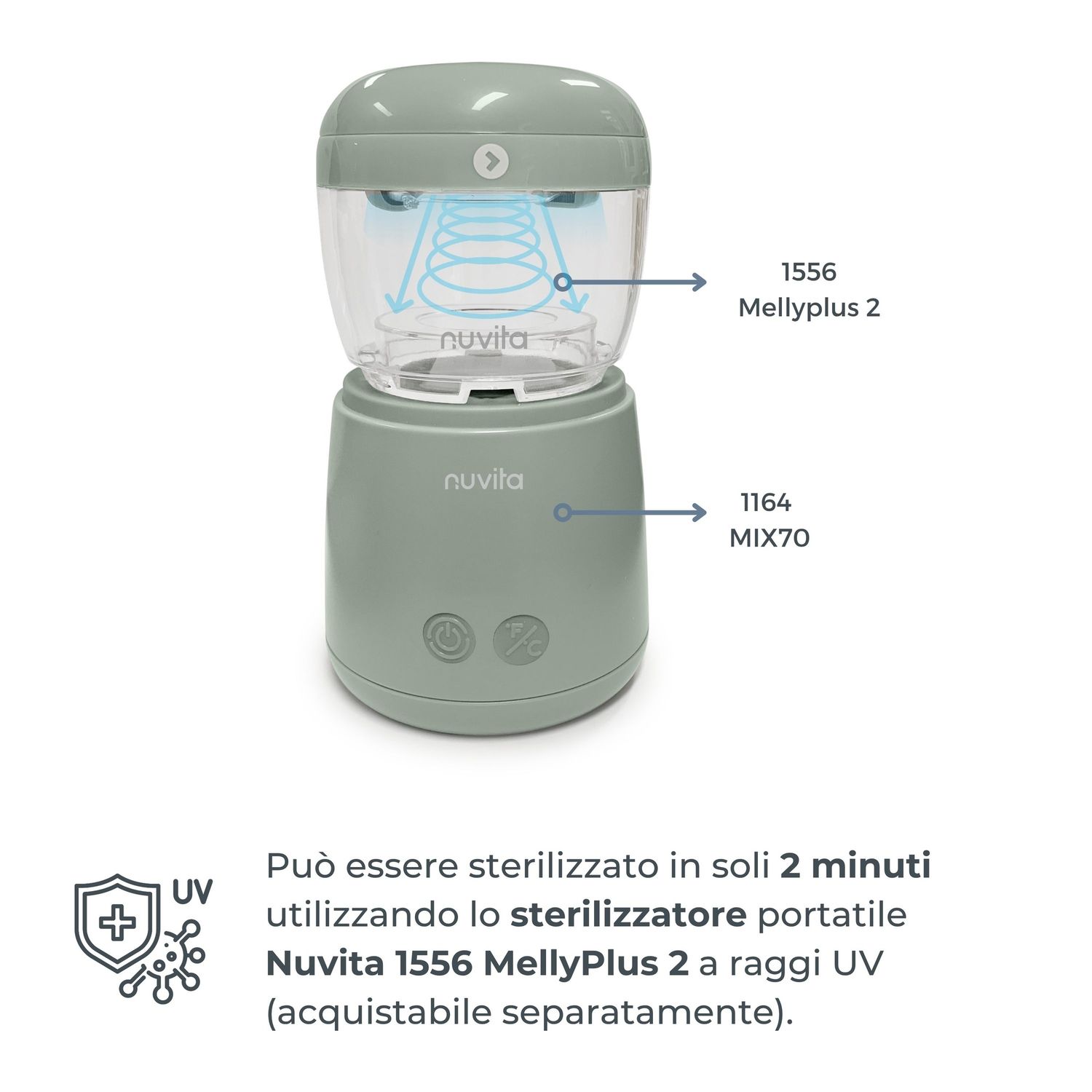 Scaldabiberon portatile mix70 universale con funzione di mescolamento - 1164 - nuvita - Nuvita