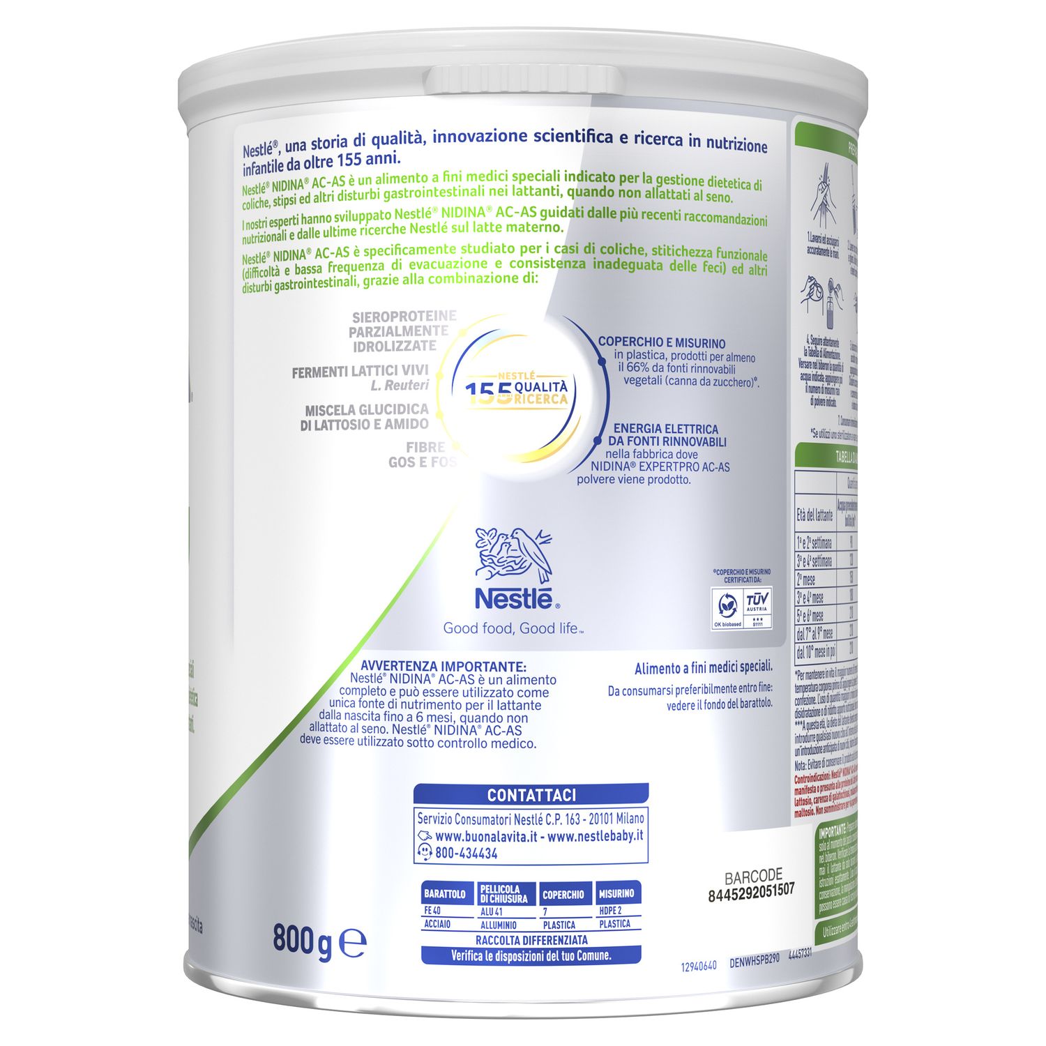 Nidina expertpro ac-as alimento a fini medici speciali in polvere, 800g - nestle' - Nestle'