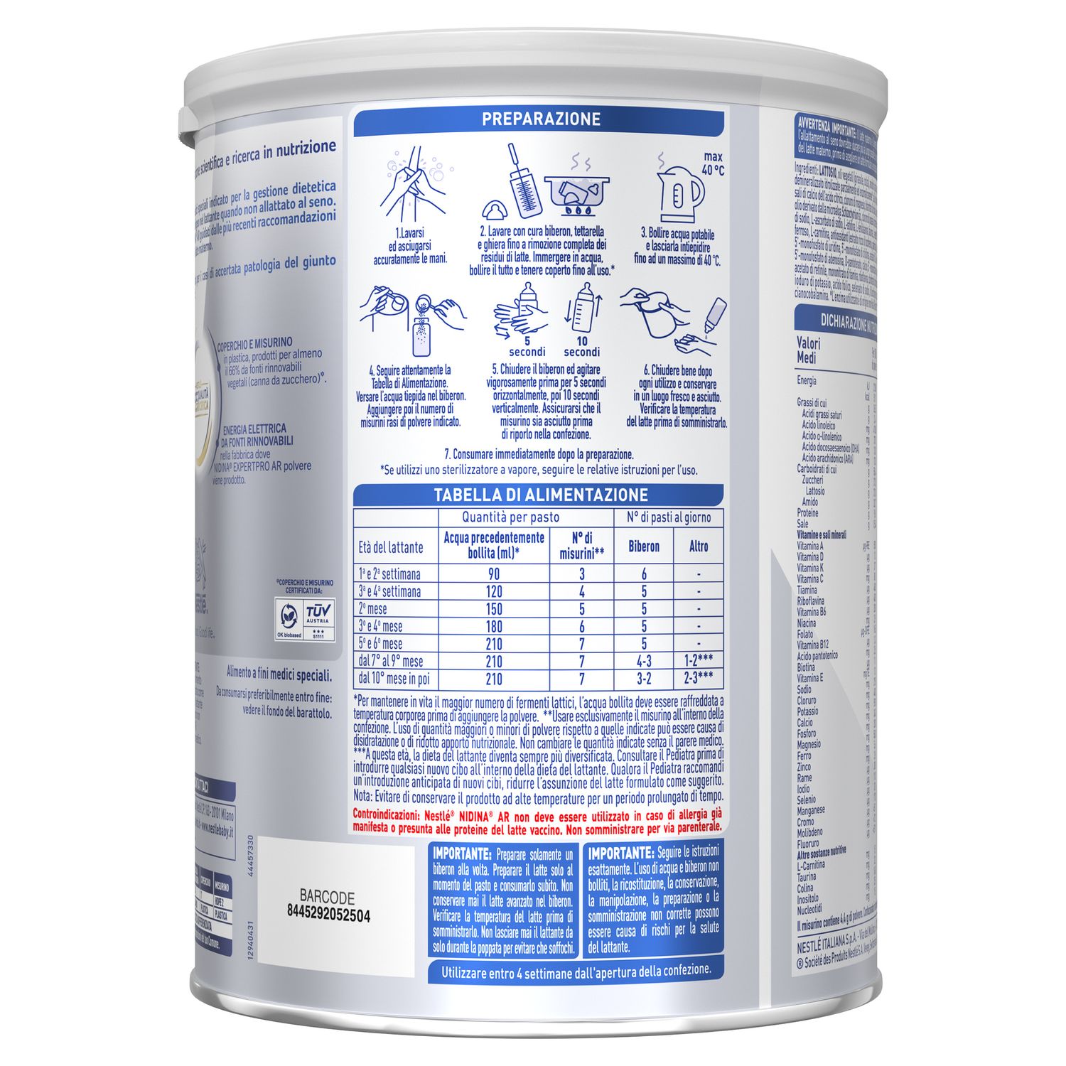Nidina expertpro ar alimento a fini medici speciali in polvere, latta 800g - nestle' - Nestle'