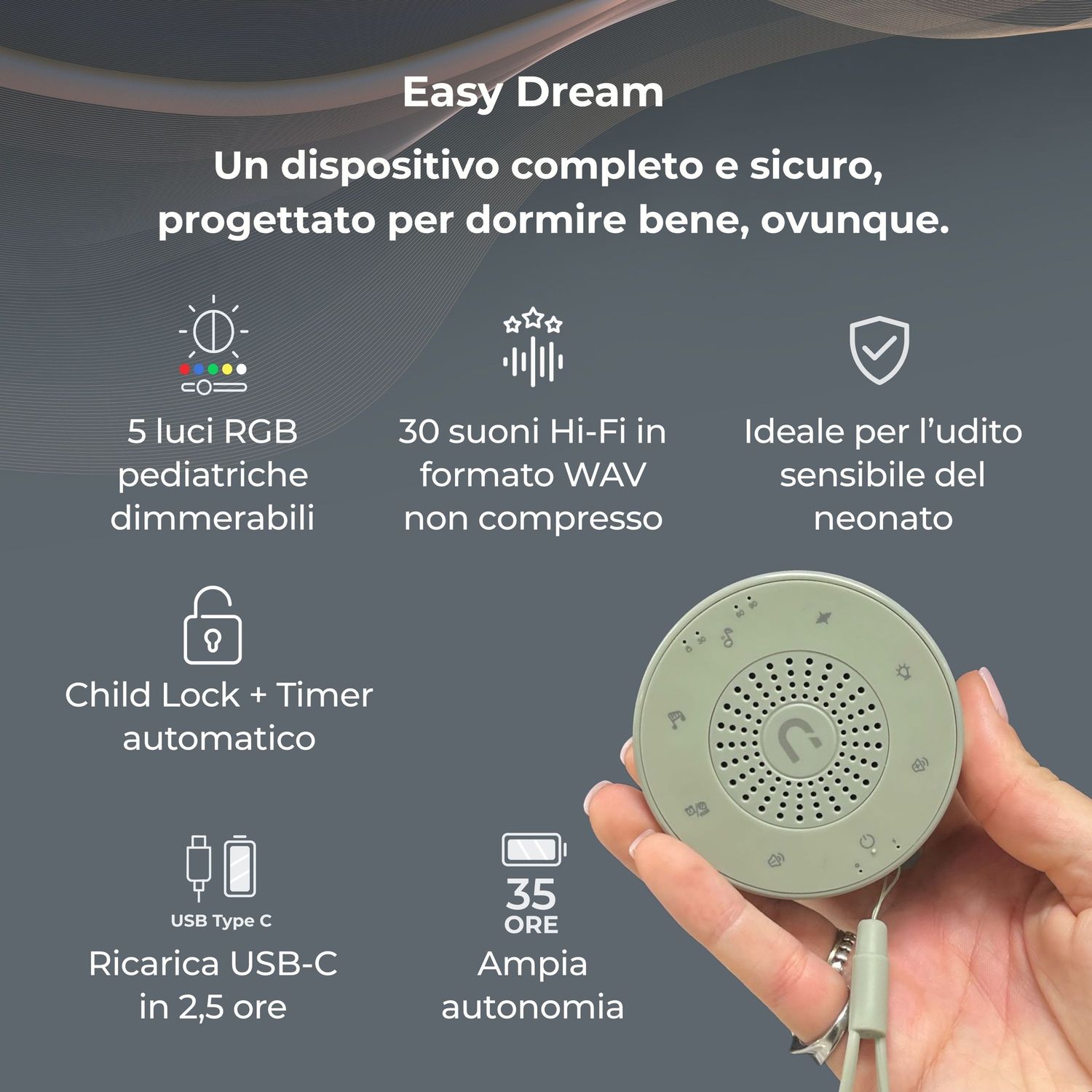 Diffusore di rumore bianco e luci notturne easy dream - 6620 - nuvita - Nuvita