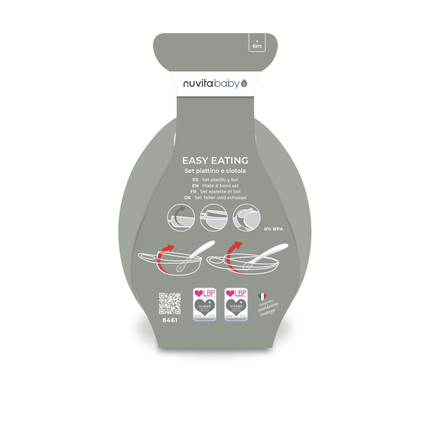 Set piattino e ciotola per svezzamento easy eating - 8461 / sage green - nuvita - Nuvita
