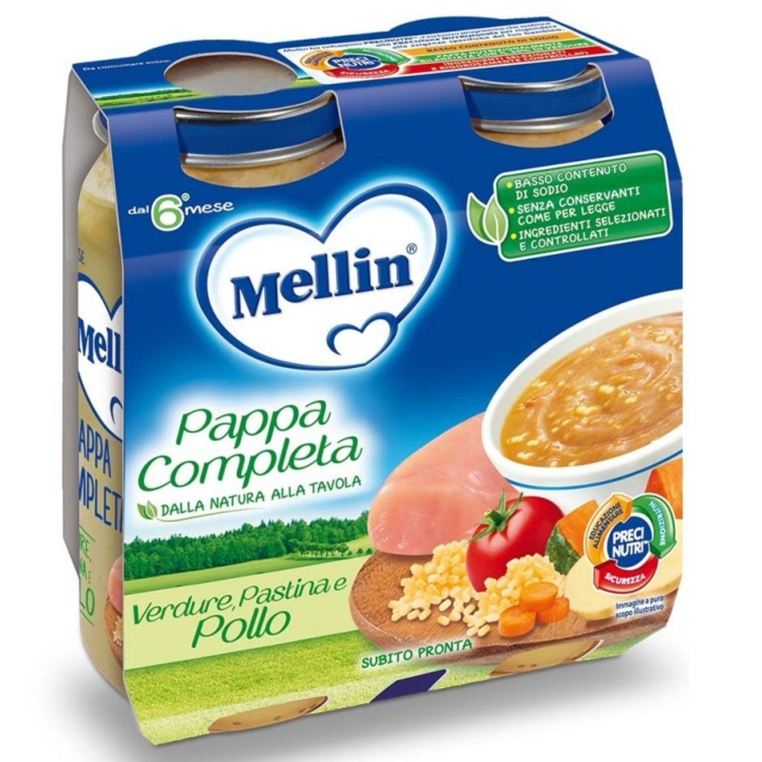 Pappa completa verdure, pastina e pollo 2x250 - mellin - Mellin
