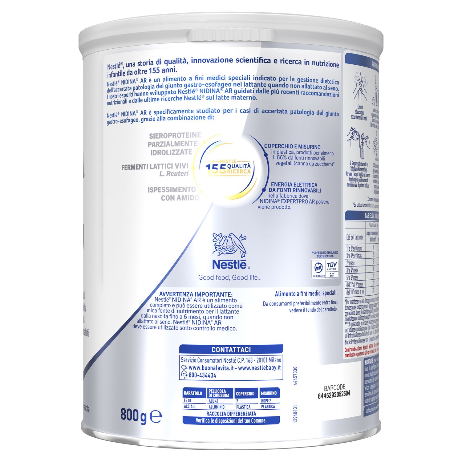 Nidina expertpro ar alimento a fini medici speciali in polvere, latta 800g - nestle' - Nestle'
