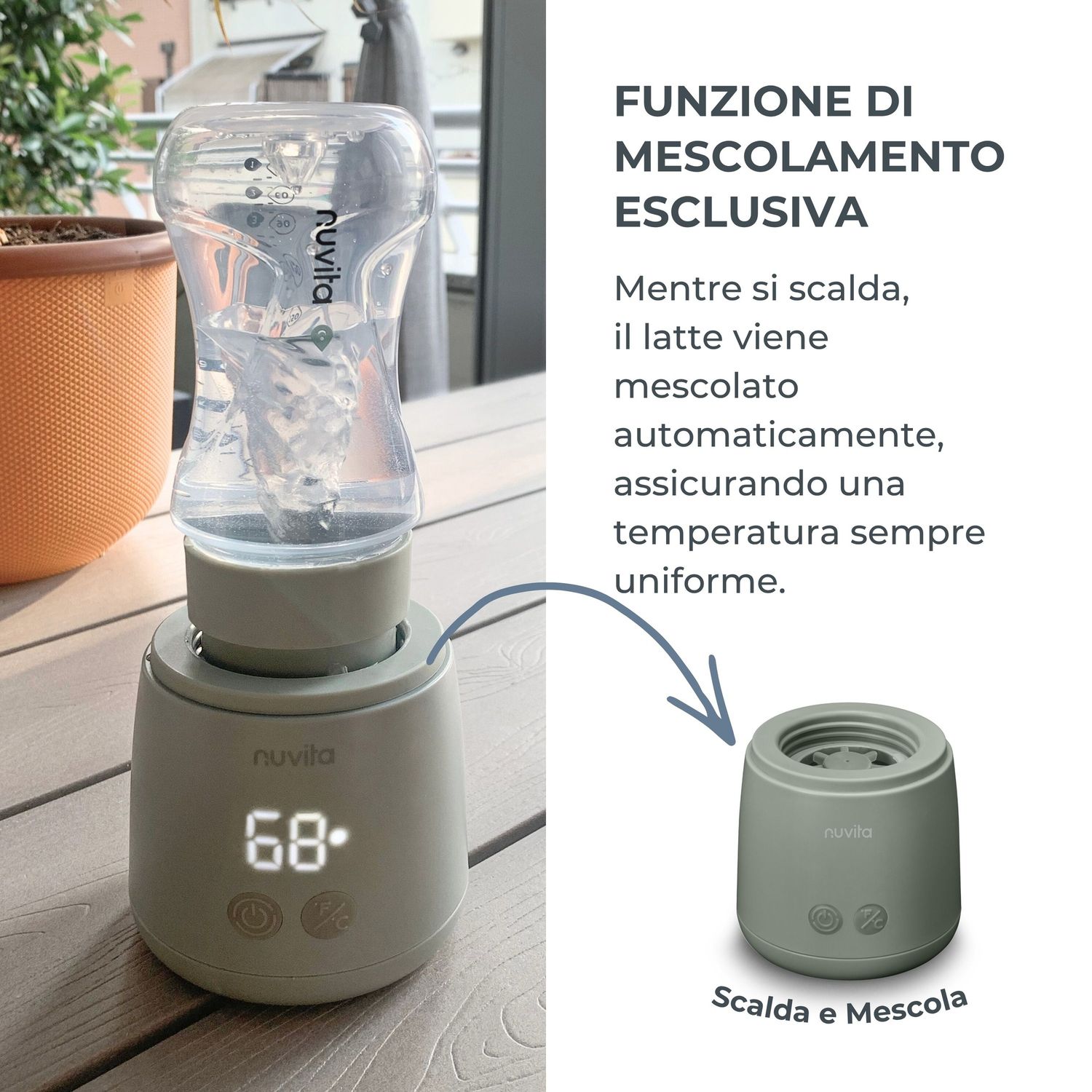 Scaldabiberon portatile mix70 universale con funzione di mescolamento - 1164 - nuvita - Nuvita