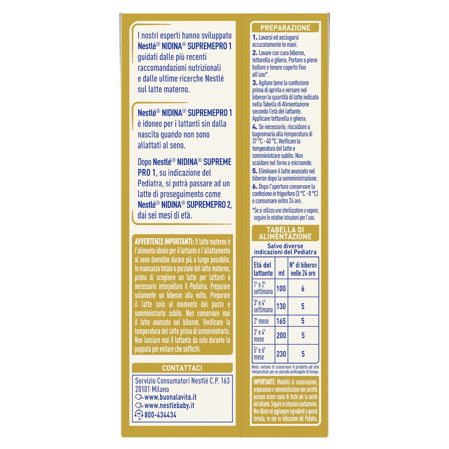 Nidina supremepro 1 latte per lattanti liquido dalla nascita, brick da 300ml - nestle' - Nestle'
