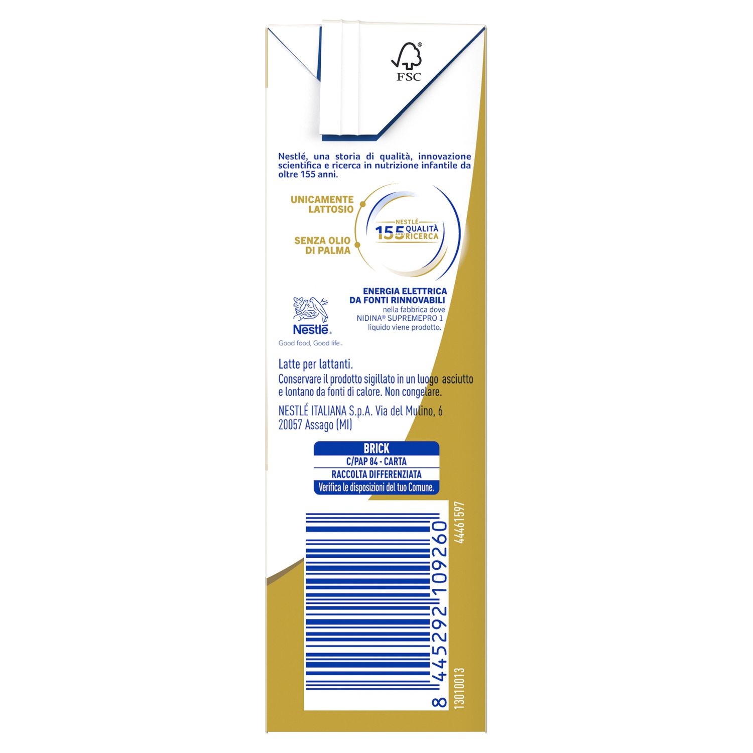 Nidina supremepro 1 latte per lattanti liquido dalla nascita, brick da 300ml - nestle' - Nestle'