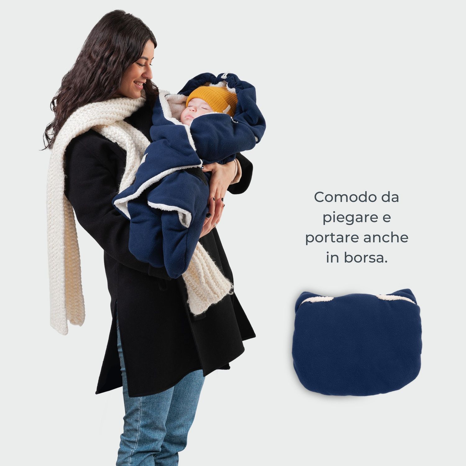Copertina neonato con gambe e cappuccio cuddle / antracite e panna - 9100 - Nuvita