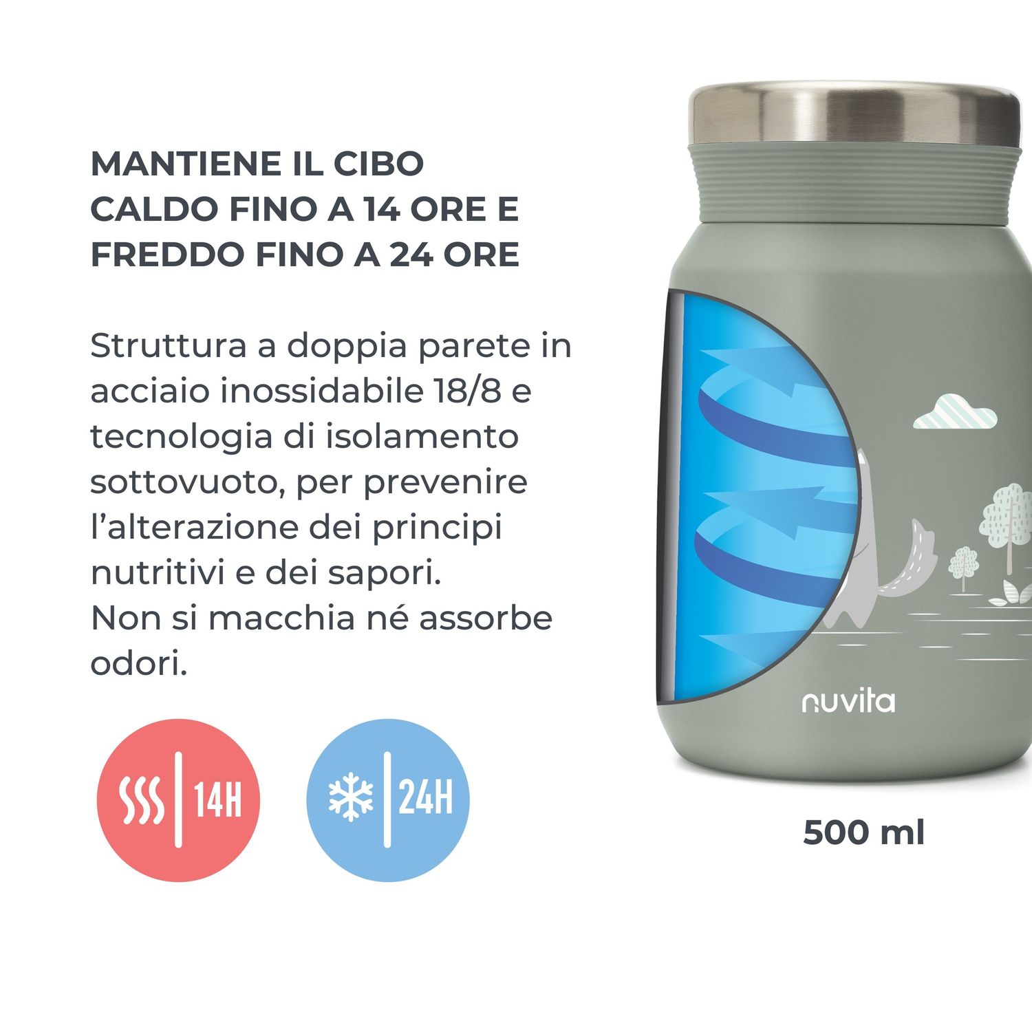 Contenitore termico per alimenti in acciaio inox da 500ml - 4472 / english rose - nuvita - Nuvita