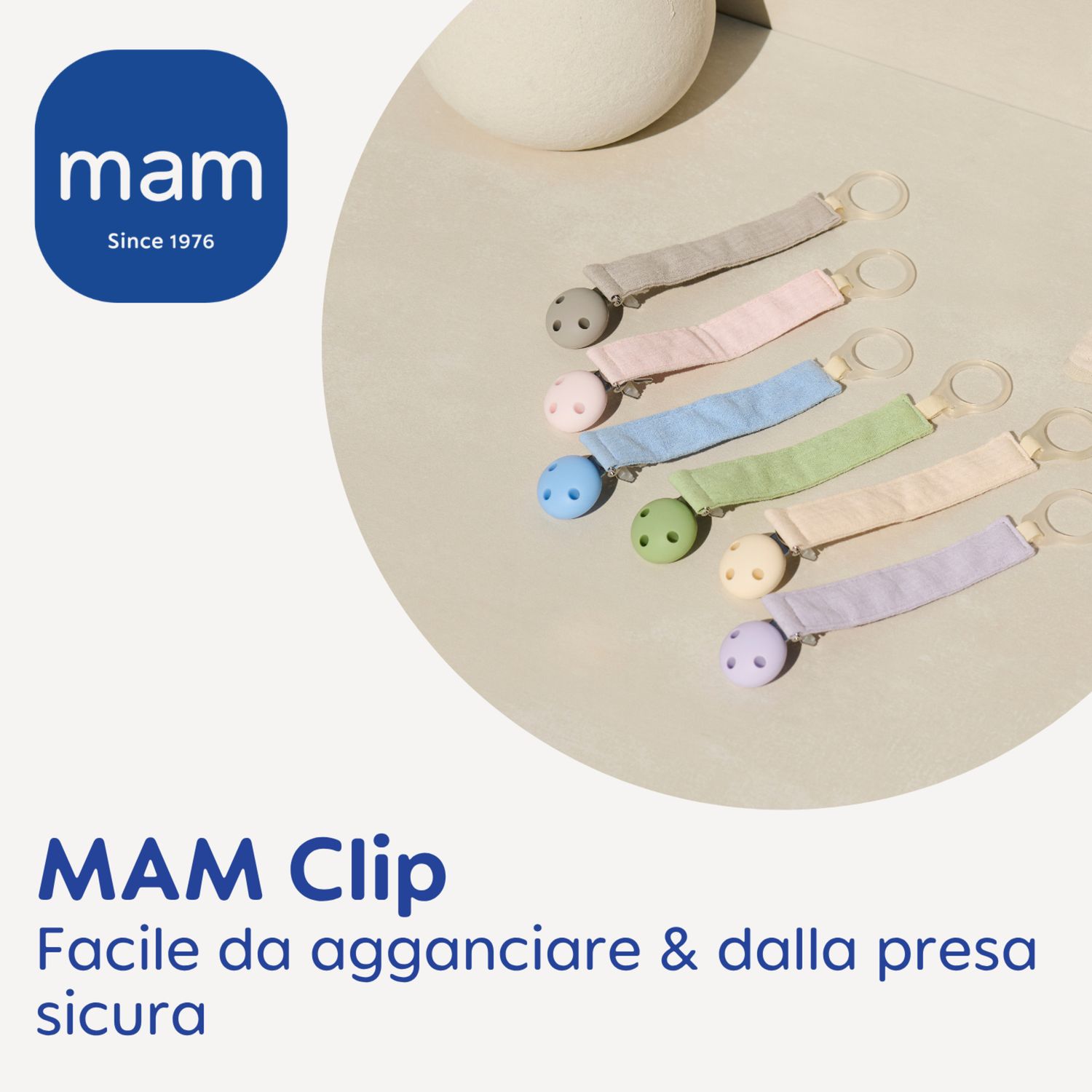 Mam clip catenella portaciuccio (set da 2), 0+ mesi regolabile, lavabile a mano, compatibili con tutti i succhietti mam, verde/azzurro - Mam