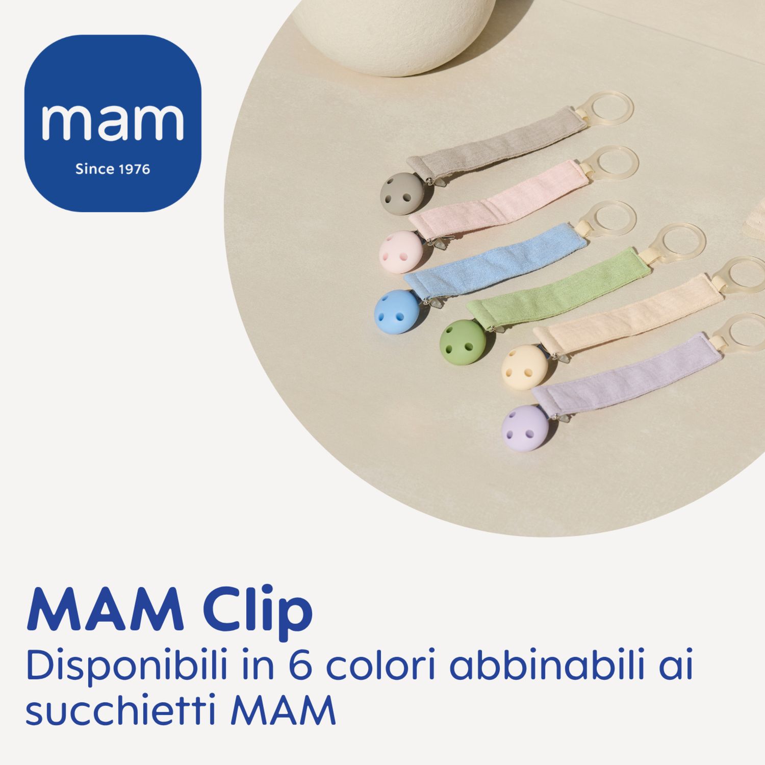 Mam clip catenella portaciuccio (set da 2), 0+ mesi regolabile, lavabile a mano, compatibili con tutti i succhietti mam, verde/azzurro - Mam