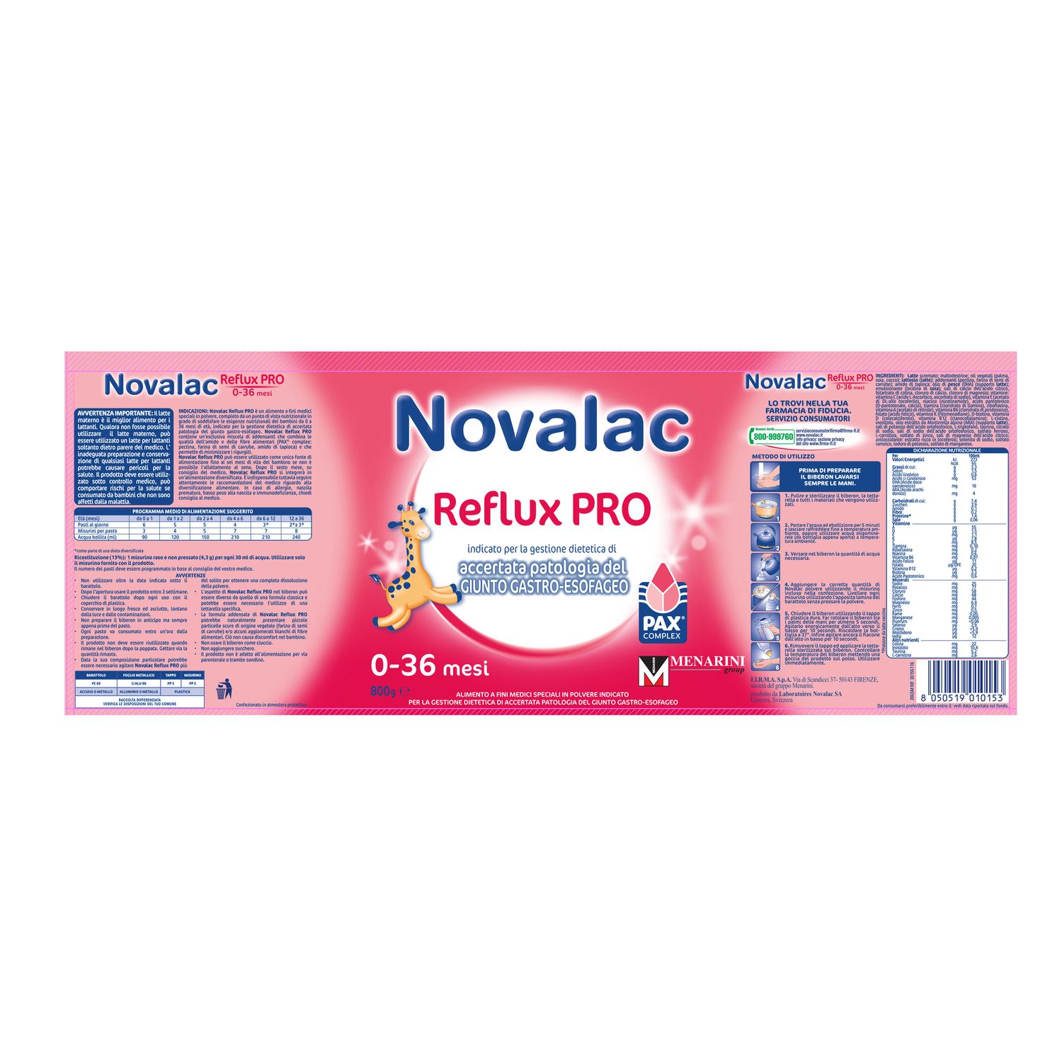 Latte reflux pro 800g - novalac - NOVALAC