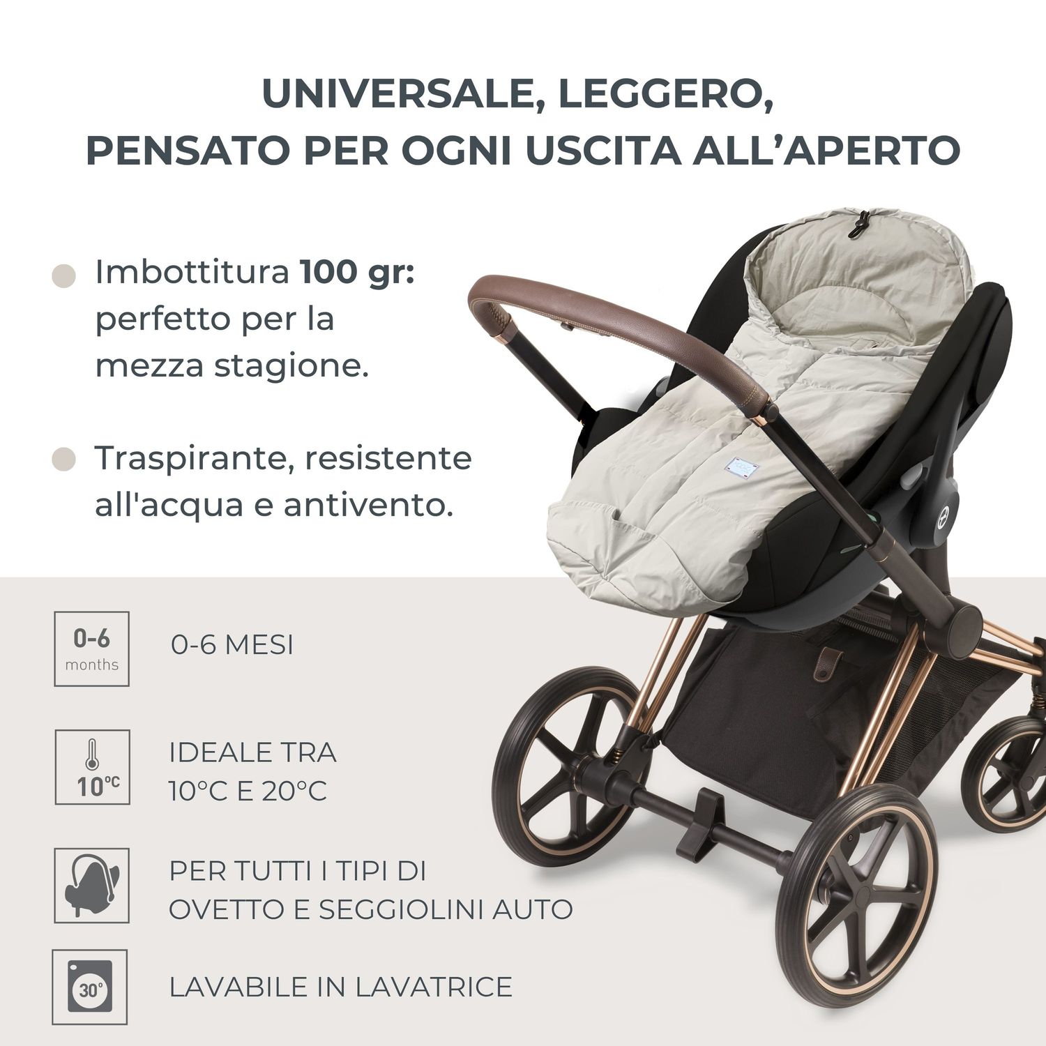 Sacco per ovetto e seggiolino auto cento beige - nuvita - Nuvita
