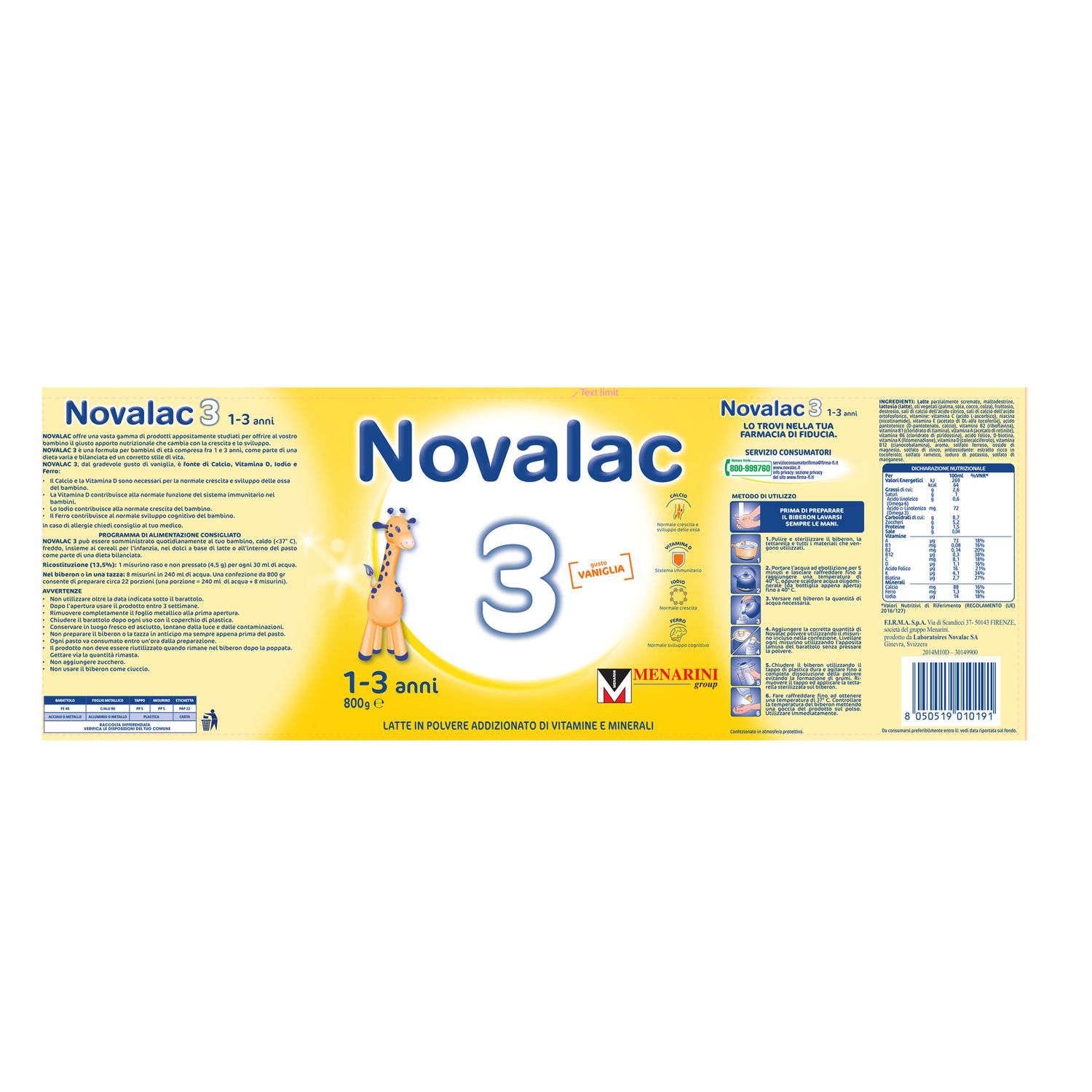 Latte 3 800g - novalac - NOVALAC