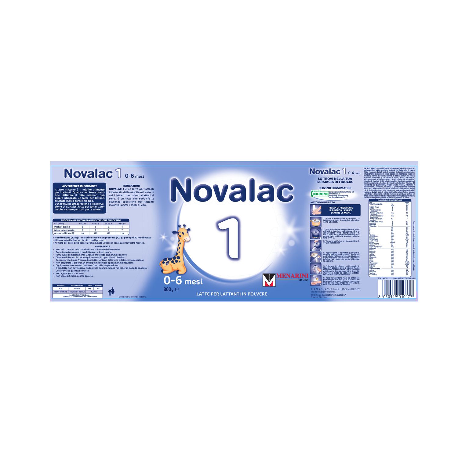 Latte 1 800g new formula - novalac - NOVALAC