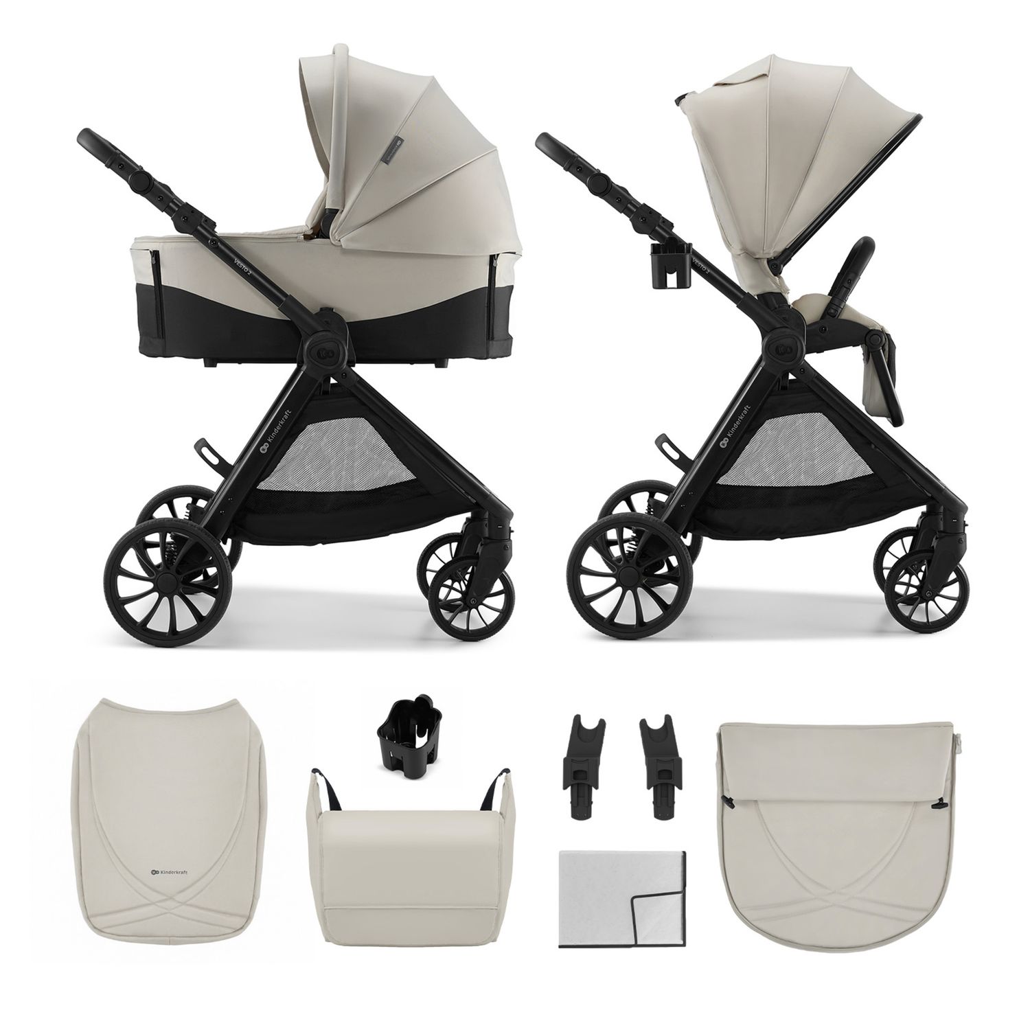 Passeggino multifunzionale 2in1 vesto 2 beige - kinderkraft - KinderKraft