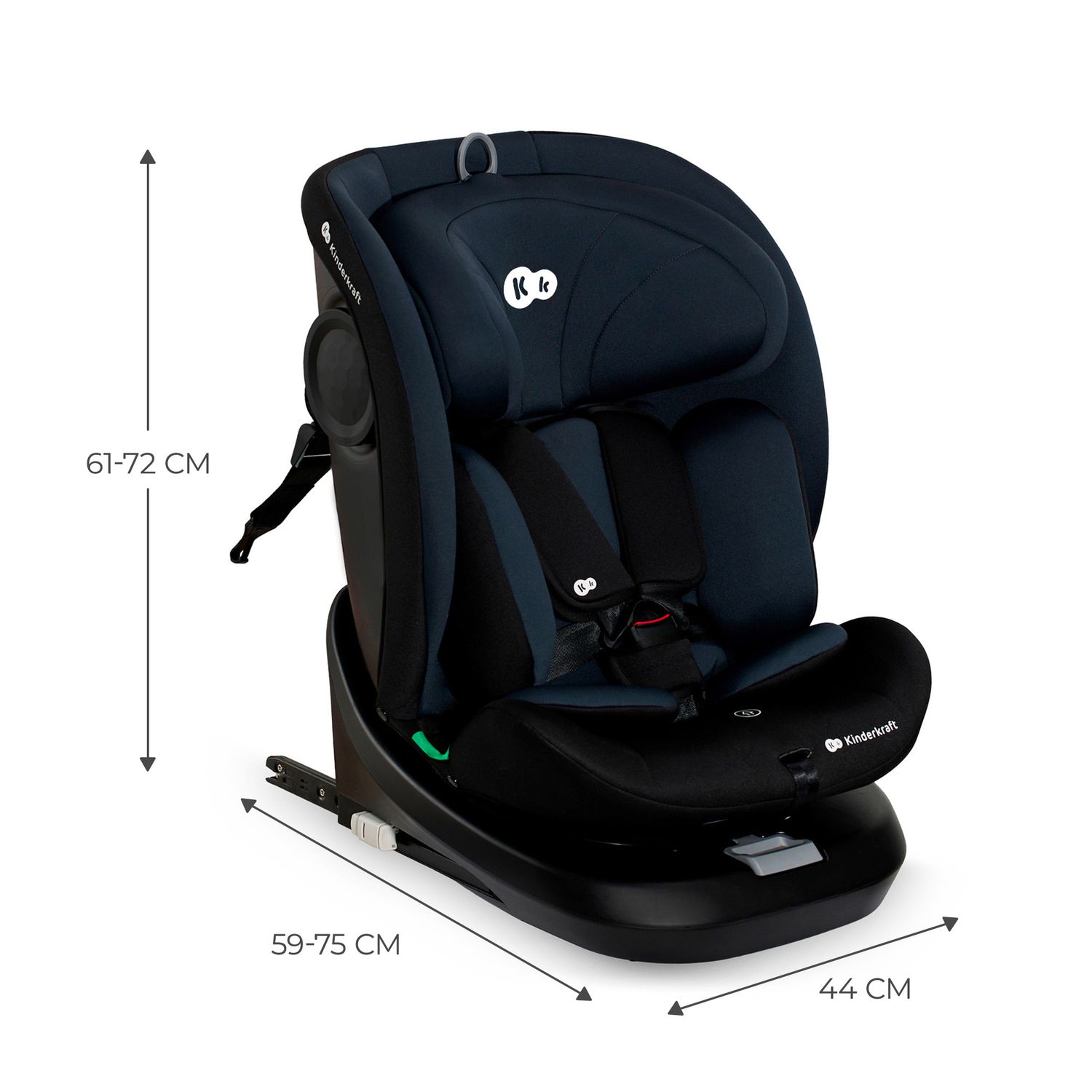 Kinderkraft seggiolino auto i-grow i-size black 40-150cm con base girevole - KinderKraft
