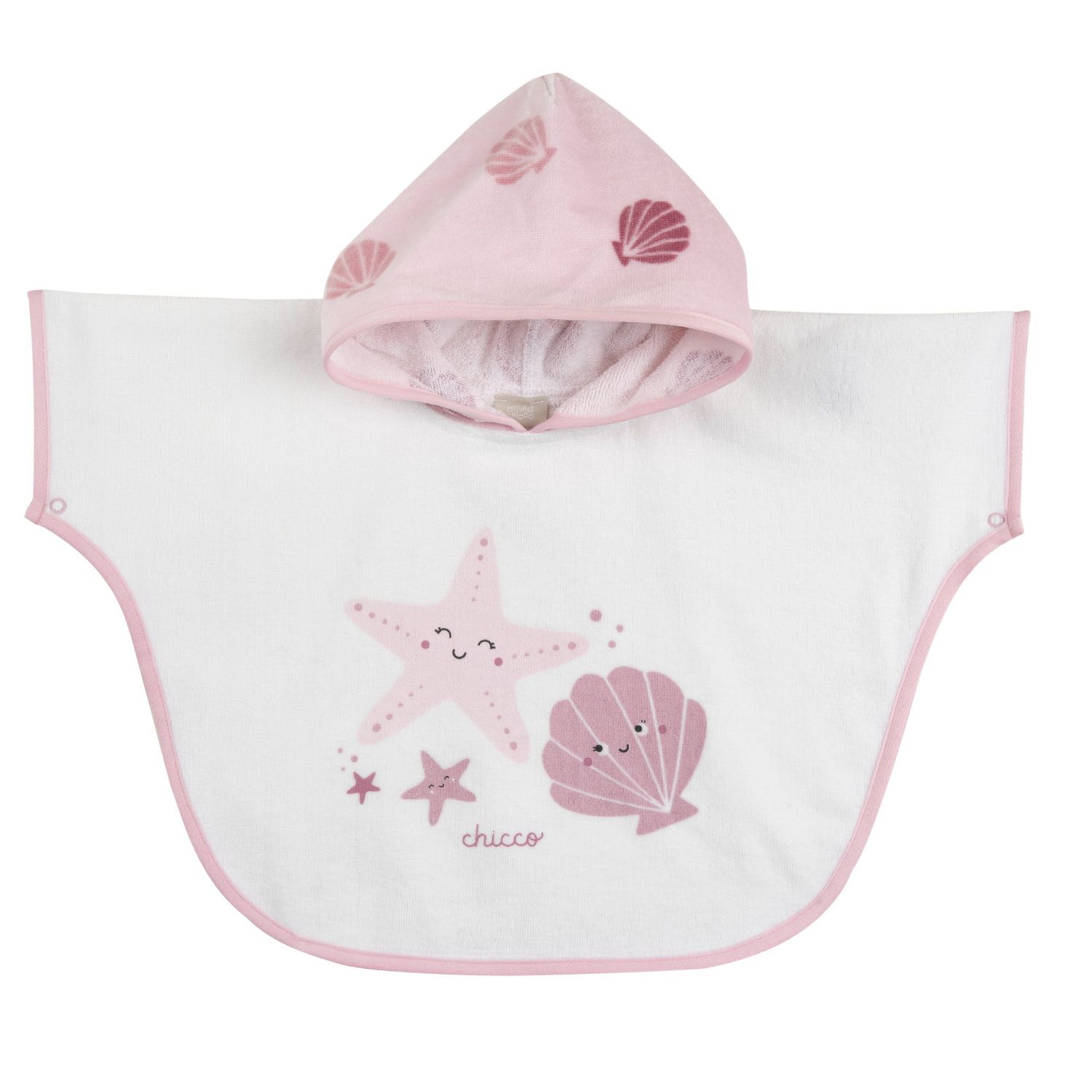 Poncho bagno neonata chicco bianco e rosa - Chicco