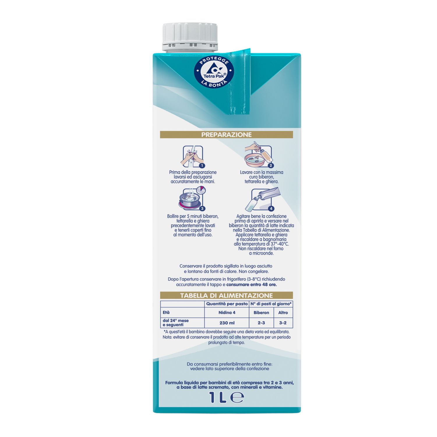 Latte crescita liquido nidina optipro 4 - formato scorta 6x1l - nestlè - Nestle'