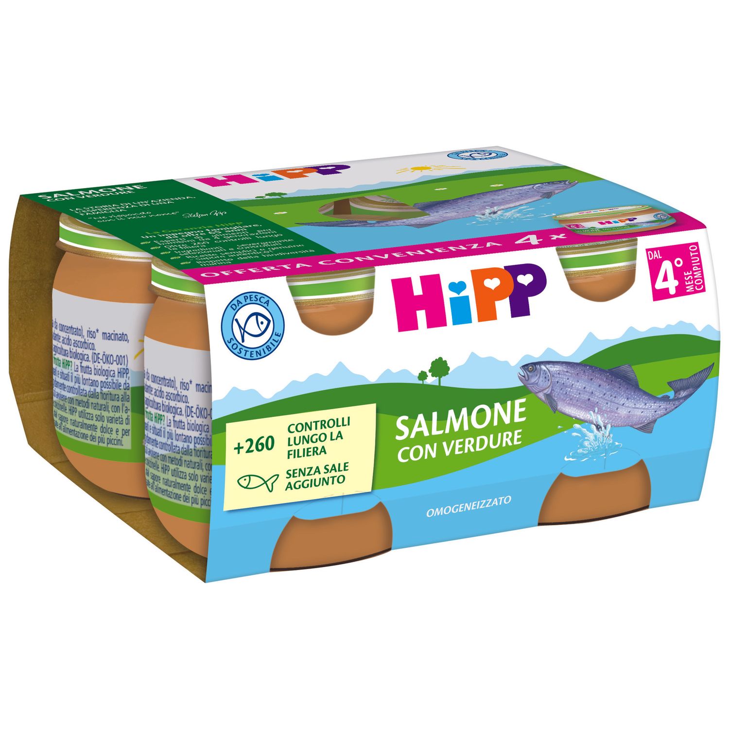 Hipp omo salmone con verdure 4x80g - Hipp