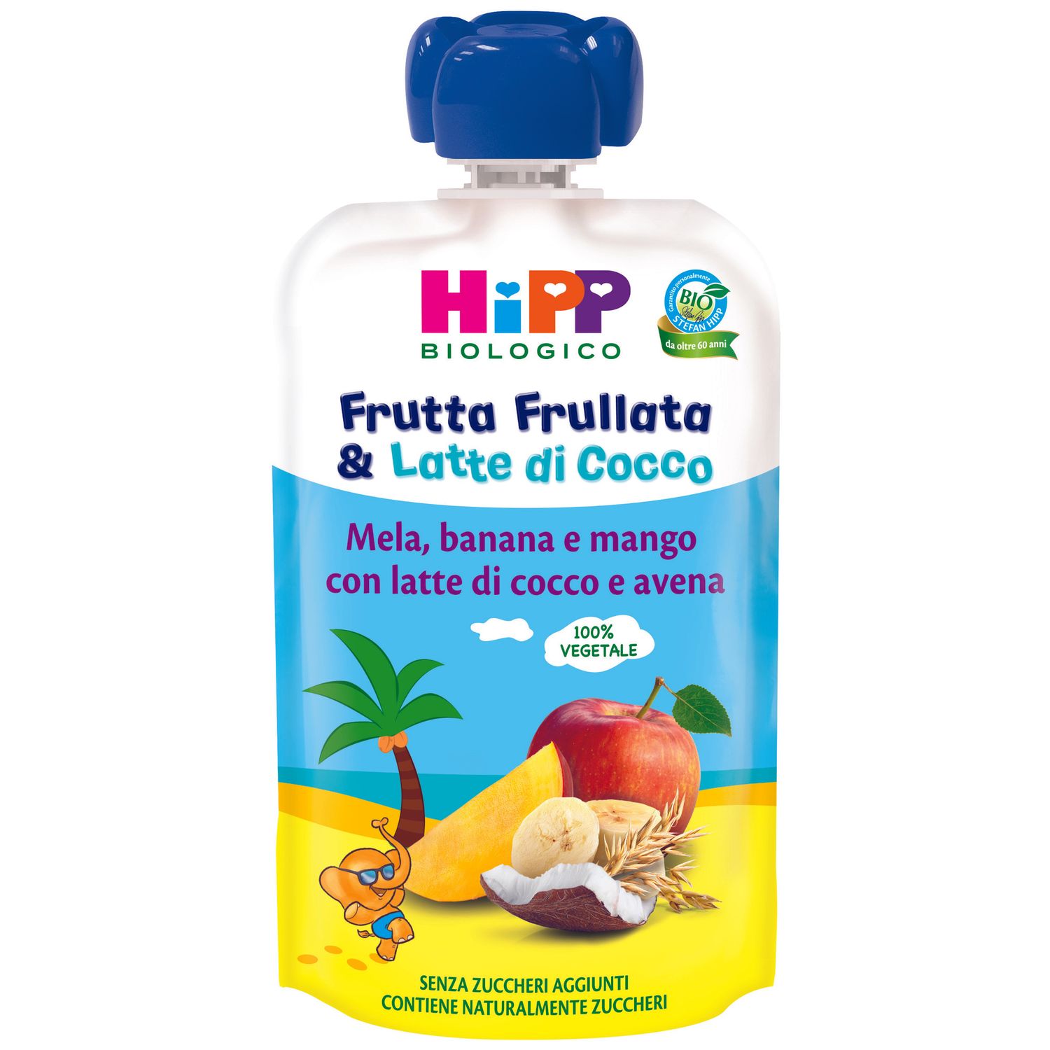 Frutta frullata mela, banana e mango con latte di cocco e avena 90g - Hipp