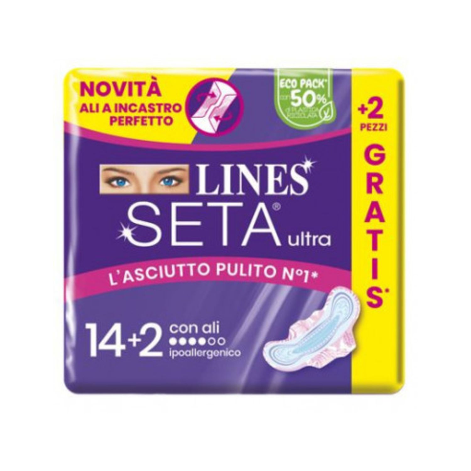 Assorbenti Seta Ultra Ipoallergenici Neutralizza Odori con Ali 14+2 Pezzi - Lines - Immagine 10