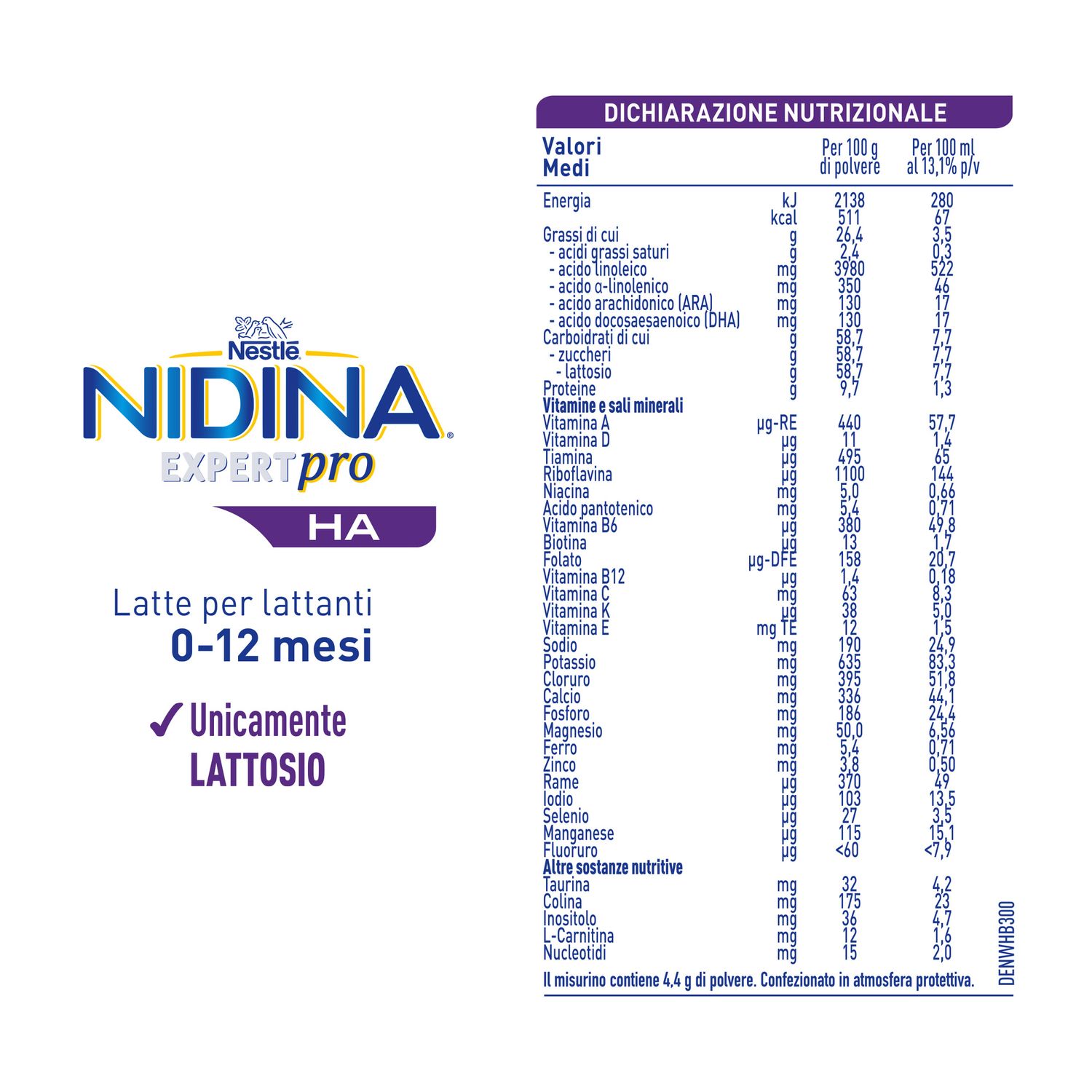 Nidina expertpro ha latte per lattanti polvere dalla nascita, latta 800g - nestle nidina - Nestlé Nidina