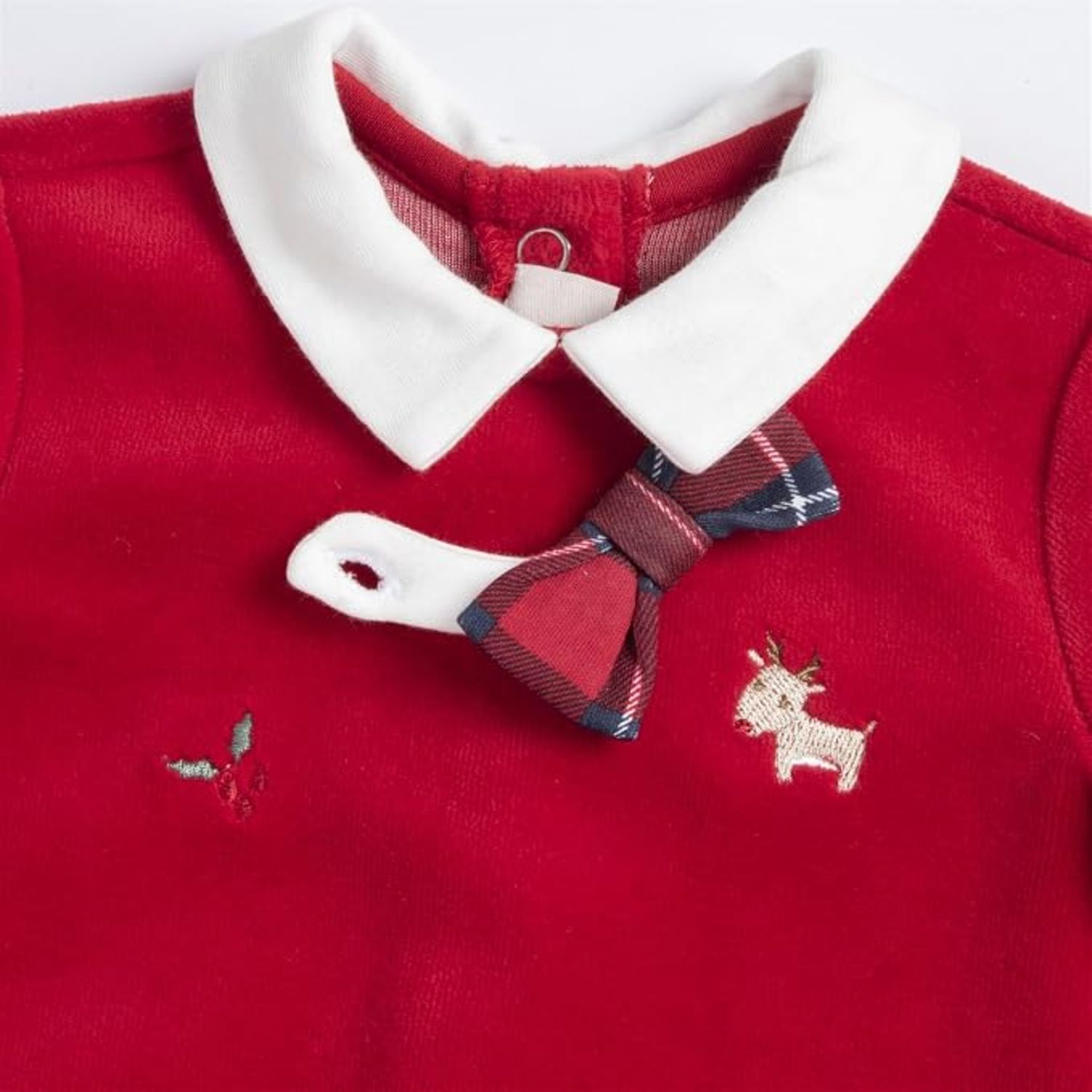 Tutina elegante da neonato in ciniglia rossa papillon tarta - Chicco