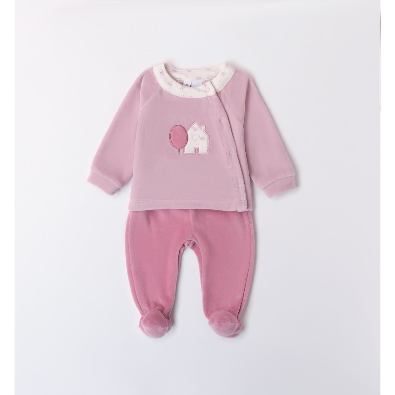 Tutina due pezzi con piede top rosa bottom orchidea solid - Mignolo